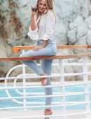 Kimberley Garner Braless Out in Antibes