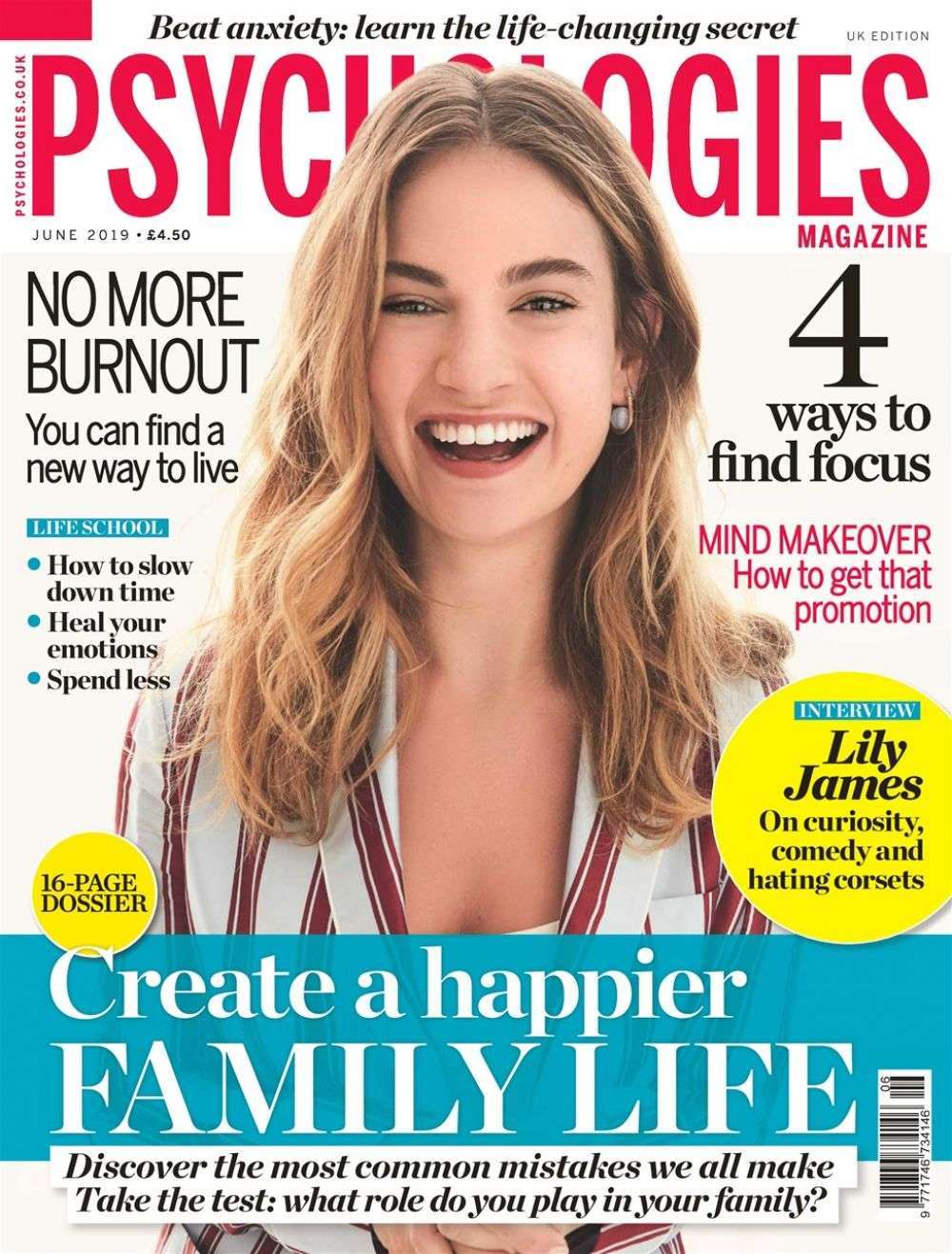 Lily James in Psychologies Magazine UK - June 2019
