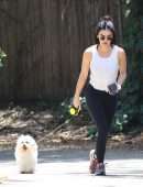 Lucy Hale Walking her Dog Elvis Out in Hollywood Hills