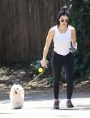 Lucy Hale Walking her Dog Elvis Out in Hollywood Hills
