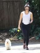 Lucy Hale Walking her Dog Elvis Out in Hollywood Hills