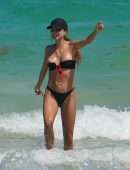 Patricia Contreras Wardrobe Malfunction at the Beach in Miami
