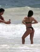 Stefanie Knight – Black Thong Bikini at the Beach in Tulum