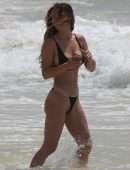 Stefanie Knight – Black Thong Bikini at the Beach in Tulum