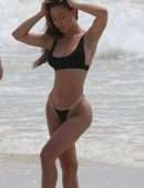 Stefanie Knight – Black Thong Bikini at the Beach in Tulum