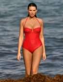 Zita Vass in Red Swimsuit at Miami Beach