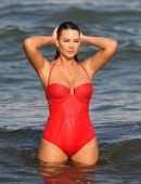 Zita Vass in Red Swimsuit at Miami Beach