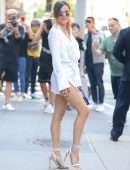 Bella Thorne Leggy In White Dress, Out in New York