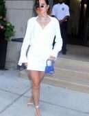 Bella Thorne Leggy In White Dress, Out in New York