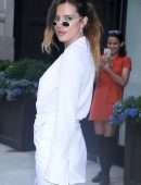 Bella Thorne Leggy In White Dress, Out in New York