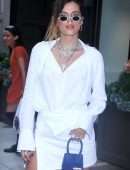 Bella Thorne Leggy In White Dress, Out in New York