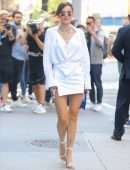 Bella Thorne Leggy In White Dress, Out in New York