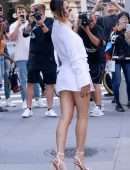 Bella Thorne Leggy In White Dress, Out in New York