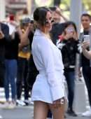 Bella Thorne Leggy In White Dress, Out in New York