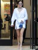Bella Thorne Leggy In White Dress, Out in New York