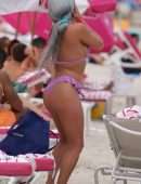 Chanel West Coast in Thong Bikini at Miami Beach