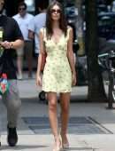 Emily Ratajkowski Wearing a Yellow Dress in NYC