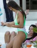 Gabriele Caunseil in Green Swimsuit at the Beach in Mykonos