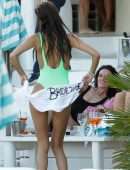 Gabriele Caunseil in Green Swimsuit at the Beach in Mykonos