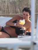 Helen Wood in Bikini on Holiday at a Beach Club in Ibiza