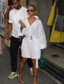 Karrueche Tran Out for a Stroll during Milan Men's Fashion Week in Milan Italy