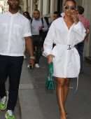 Karrueche Tran Out for a Stroll during Milan Men's Fashion Week in Milan Italy