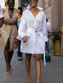Karrueche Tran Out for a Stroll during Milan Men's Fashion Week in Milan Italy