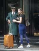 Katharine McPhee Booty in Tights Leaving the Dorchester Hotel in London