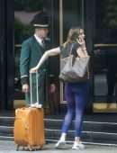 Katharine McPhee Booty in Tights Leaving the Dorchester Hotel in London