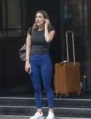 Katharine McPhee Booty in Tights Leaving the Dorchester Hotel in London