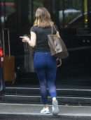 Katharine McPhee Booty in Tights Leaving the Dorchester Hotel in London