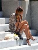 Kelly Bensimon Out with her Dog in Soho
