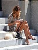 Kelly Bensimon Out with her Dog in Soho