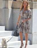 Kelly Bensimon Out with her Dog in Soho