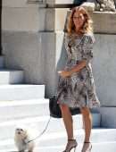 Kelly Bensimon Out with her Dog in Soho
