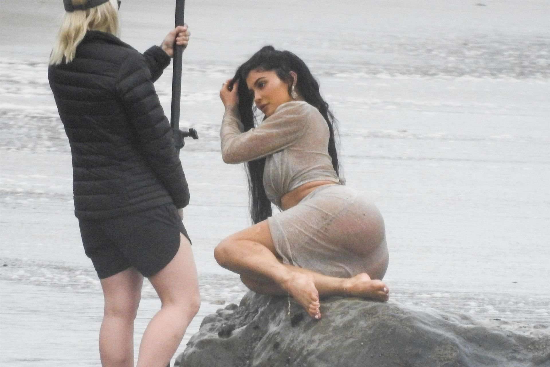 Kylie Jenner Big Booty at a Photoshoot in Malibu