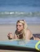 Lucie Donlan in Swimwear Poses for a Surfwear Photoshoot in Fuerteventura