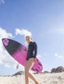 Lucie Donlan in Swimwear Poses for a Surfwear Photoshoot in Fuerteventura