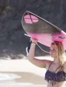 Lucie Donlan in Swimwear Poses for a Surfwear Photoshoot in Fuerteventura