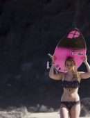 Lucie Donlan in Swimwear Poses for a Surfwear Photoshoot in Fuerteventura
