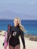 Lucie Donlan in Swimwear Poses for a Surfwear Photoshoot in Fuerteventura