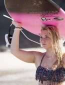 Lucie Donlan in Swimwear Poses for a Surfwear Photoshoot in Fuerteventura
