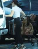 *EXCLUSIVE* Lucy Hale grabs groceries and then puts the cart away!