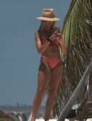 Natalie Roser in Orange Bikini on the Beach in Tulum