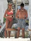 Natalie Roser in Orange Bikini on the Beach in Tulum