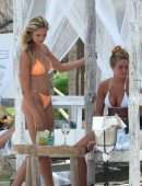 Natalie Roser in Orange Bikini on the Beach in Tulum