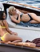 Nicole Scherzinger in Bikini on a Yacht in Capri