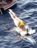 Nicole Scherzinger in Bikini on a Yacht in Capri