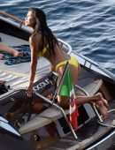 Nicole Scherzinger in Bikini on a Yacht in Capri