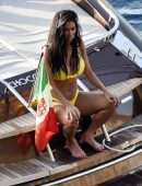 Nicole Scherzinger in Bikini on a Yacht in Capri